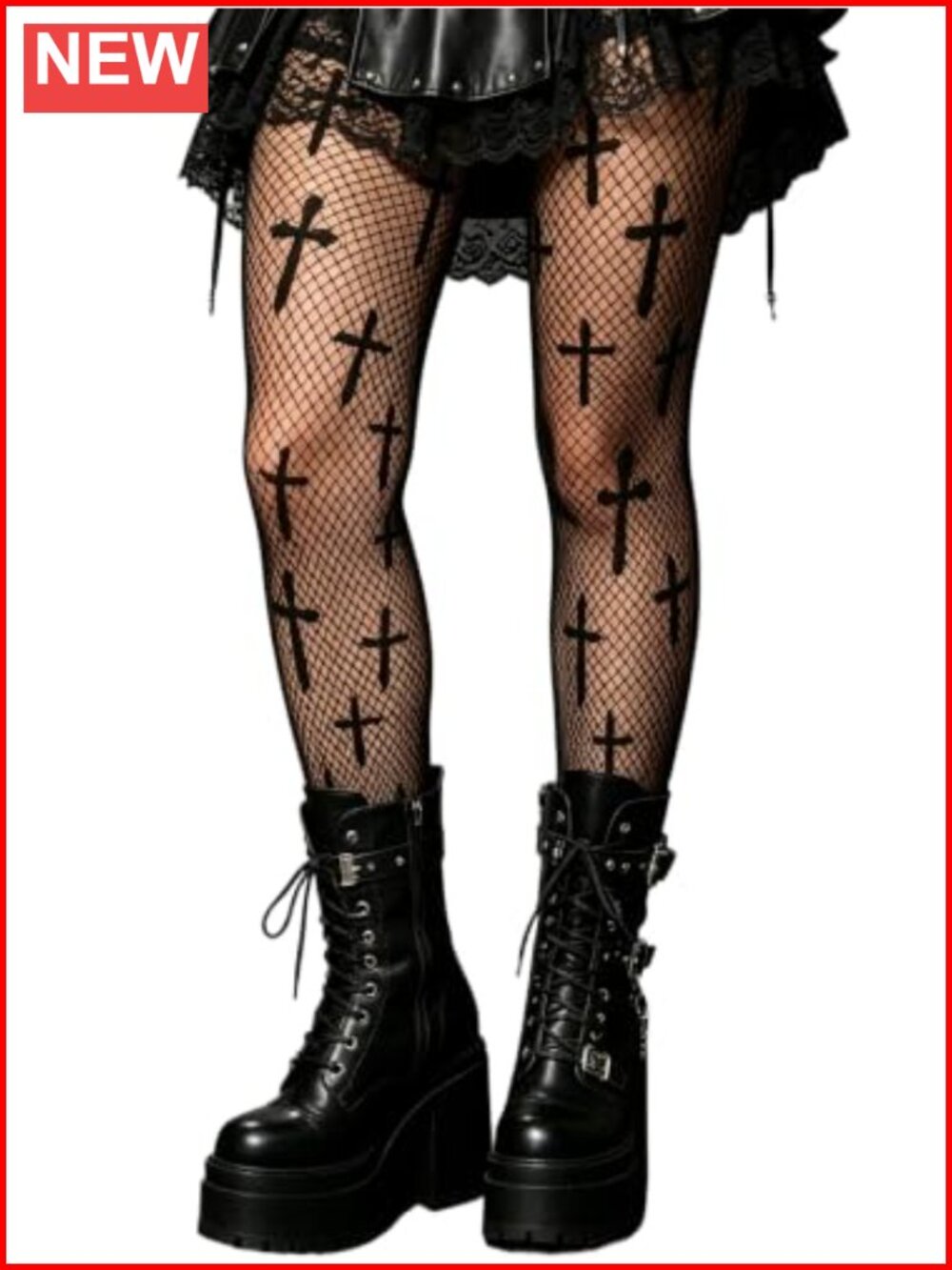 Women's Fishnet Tights Goth Punk Cross Pattern Stockings Halloween